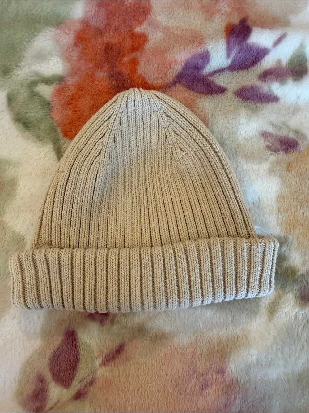 Zara Kids Ribbed Beanie Hat in Light Beige